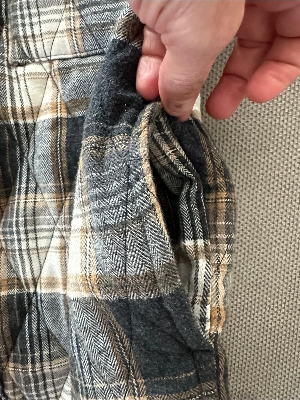 Boys Plaid Button-Up Jacket - Gray & Tan